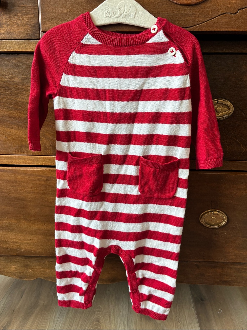 Cat & Jack Red and White Striped Baby Sweater One-Piece